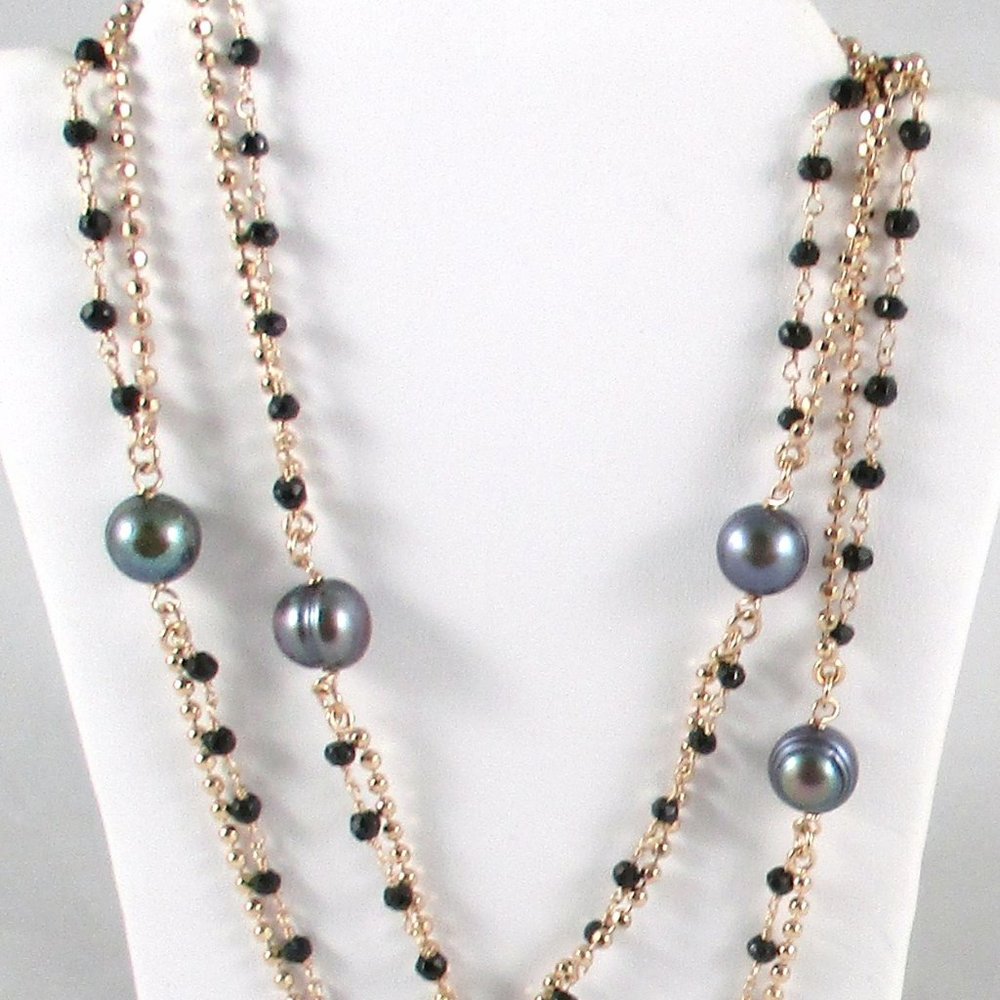 Honora Black Pearl & Black Spinel 36" Necklace - Picture 5 of 11